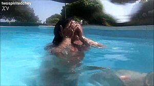 Holiday threesome in the pool with big cocks and wet pussies.
