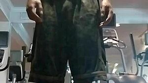 The 21-year-old athlete works out in the gym.