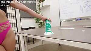 Lady Ana tests handmade impaler size L with anal fisting and fingering