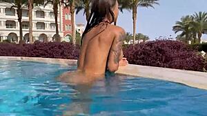 Sexy Monika Fox Swims Naked In Pool And Sea