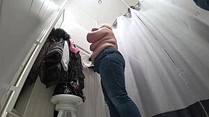 hidden camera in public fitting room fat milf disguises herself