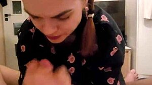 red head roomate just took my dick and make a blowjob i just cum in her mouth she spit it on my dick