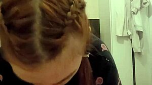 red head roomate just took my dick and make a blowjob i just cum in her mouth she spit it on my dick