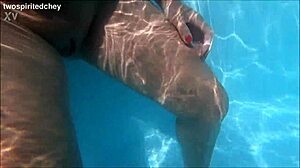 Holiday threesome in the pool with big cocks and wet pussies.