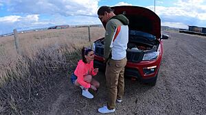 i was frozen in the car and got roughly fucked by a big cock milf brunette with deepthroat cumshot facial and tight pussy