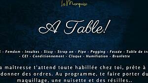 Hey, listen to this french audio femdom milking table sissy cei at the desk