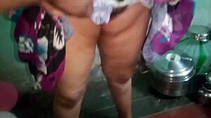 Sexy aunty washes her dress in the bathroom intriguingly