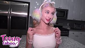 Eighteen 18+ Emma Rosie Shares Bed Time With Stepdad Before Cum in Her Pussy.