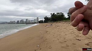 Hottie lets me cum on her tits in public flashing