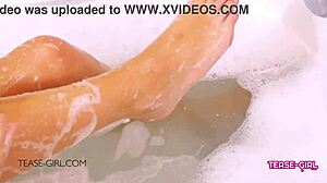 Sexy Brunette Teen 18+ Student In A Bath With Casting And Cum