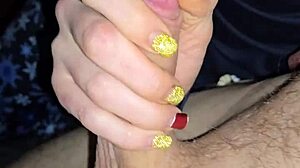 Why does this blonde dirty talking wife jerk off slowly?