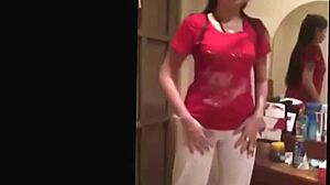 indian girl performs dance with friends in private.
