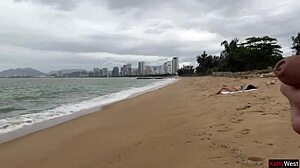 Hottie lets me cum on her tits in public flashing