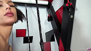 Dark skin german half african teen with curly hair and long pussy lips experiences pov old young no condom fetish fuck