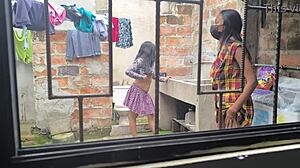 housewives make homemade porn after laundry, they're hot sluts