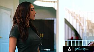 Girlsway - petite 18+ redhead myra moans seduces big-tits neighbor milf chloe amour for scissoring fun