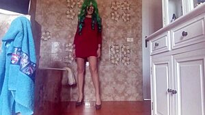 hot sexy diapered girl pees into tight dress and diaper