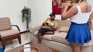 I fuck my friends stepsister while he is not at home!