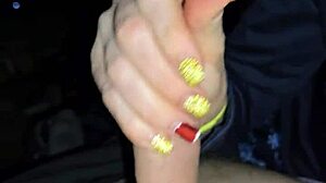 Why does this blonde dirty talking wife jerk off slowly?