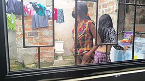 housewives make homemade porn after laundry, they're hot sluts