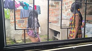 housewives make homemade porn after laundry, they're hot sluts