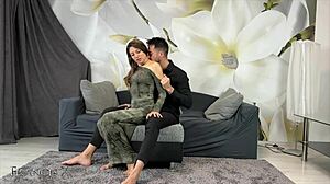 Emotional oiled fuck on couch.