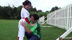 i am an asian cricket girl seduced by my coach in japan's outdoor setting for a quick encounter