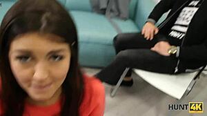 Hunt4k Shows a Shaved Pussy Getting Hard Penetrated in Front of Her Boyfriend