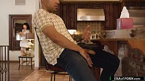 Big Tit Latin Milf Catches Little Puck Masturbating