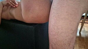 The naked MILF is getting fucked on the floor by her big cock lover