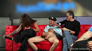 i fuck a big dick fan on live tv show in front of my cuckold boyfriend - sara blonde