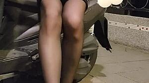 Shemale ting xuan office lady suit outdoor play with love egg... oh man, it's so hot!