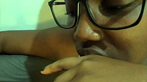 Ebony Sloppy Deepthroat While Stepdaughter Spots Bum