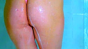 College girls shower time wet pink thong reveal