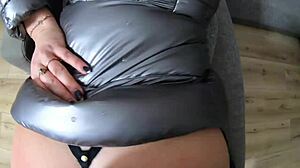 MilfyCalla Deep Blowjob and Cum Play in Hooded Jacket Shiny Boots