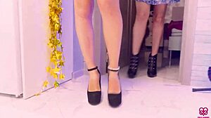 Two gorgeous girls swallow dick together in homemade pov