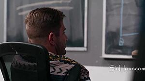 Dyke teachers blow desperate male colleague! Katrina Colt, Kenzie Taylor, Nathan Bronson.