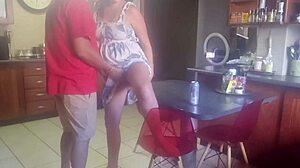 brother-in-law fucks me wildly on kitchen table, loud moans!