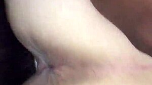 Bent over doggystyle interracial fucking with big black cock for chubby girlfriend in pink panties