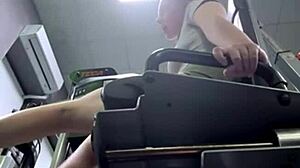 Teen squirts intensely in gym