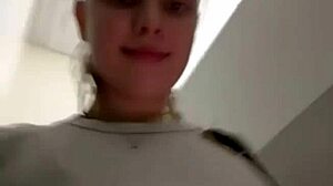 Teen squirts intensely in gym