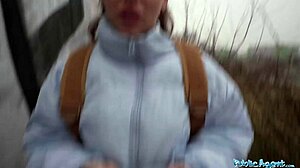 In the public agent scenario she deepthroats his big cock after losing a simple game