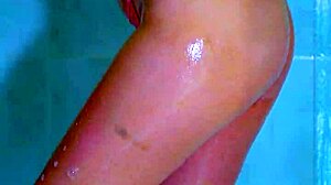 College girls shower time wet pink thong reveal