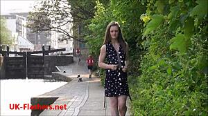 Is that sexy teen Laura flashing her small tits in public?