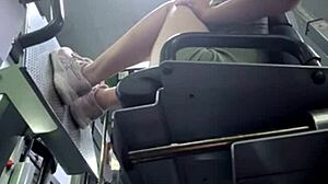 Teen squirts intensely in gym