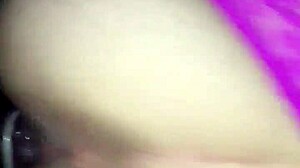 Bent over doggystyle interracial fucking with big black cock for chubby girlfriend in pink panties