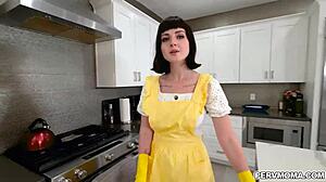 Stepmom Jane Dove bends over in lingerie for stepson Alex Jett's cock sucking and riding