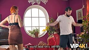 Mature redhead tricked her neighbor and showed him a real orgasm