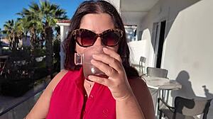 A morning at the hotel with my horny stepmom - a hard orgasm