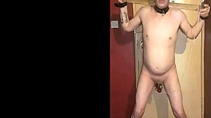 Bisexual amateur humiliates himself on cam with wrist cuffs and anal hook in bdsm electro play